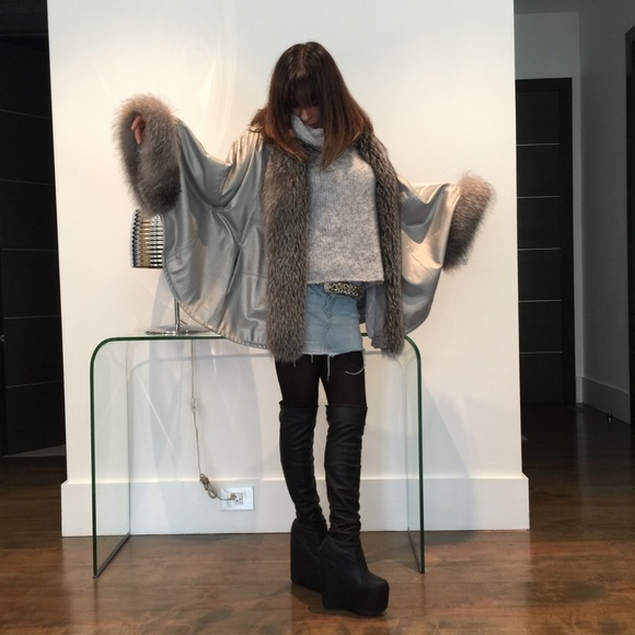 Michaela Fur metallic genuine leather fur jacket - Picture 6 of 12